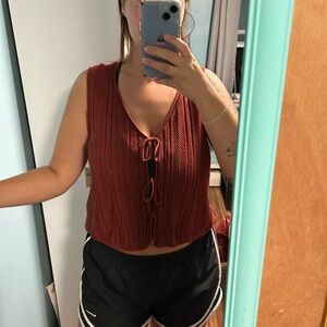 Old Navy Women's Brick Red Tie-Front Tank Top
